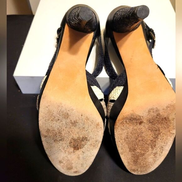 Stuart Weitzman Bradford Black Woven Leather Straps Platform Sandals sz.8.5 $375 - Picture 11 of 11